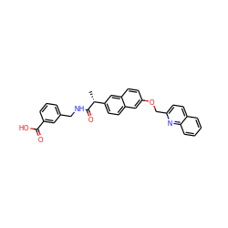 C[C@@H](C(=O)NCc1cccc(C(=O)O)c1)c1ccc2cc(OCc3ccc4ccccc4n3)ccc2c1 ZINC000013804772