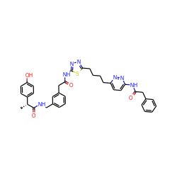 C[C@@H](C(=O)NCc1cccc(CC(=O)Nc2nnc(CCCCc3ccc(NC(=O)Cc4ccccc4)nn3)s2)c1)c1ccc(O)cc1 ZINC000169698508