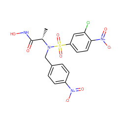 C[C@@H](C(=O)NO)N(Cc1ccc([N+](=O)[O-])cc1)S(=O)(=O)c1ccc([N+](=O)[O-])c(Cl)c1 ZINC000013840085