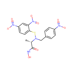 C[C@@H](C(=O)NO)N(Cc1ccc([N+](=O)[O-])cc1)Sc1ccc([N+](=O)[O-])cc1[N+](=O)[O-] ZINC000036177263