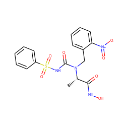 C[C@@H](C(=O)NO)N(Cc1ccccc1[N+](=O)[O-])C(=O)NS(=O)(=O)c1ccccc1 ZINC000013863193