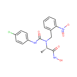 C[C@@H](C(=O)NO)N(Cc1ccccc1[N+](=O)[O-])C(=O)Nc1ccc(Cl)cc1 ZINC000013863200