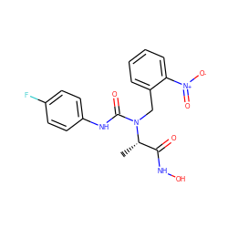 C[C@@H](C(=O)NO)N(Cc1ccccc1[N+](=O)[O-])C(=O)Nc1ccc(F)cc1 ZINC000013863198