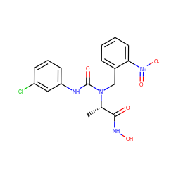 C[C@@H](C(=O)NO)N(Cc1ccccc1[N+](=O)[O-])C(=O)Nc1cccc(Cl)c1 ZINC000013863199