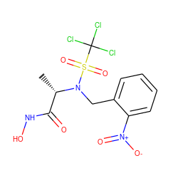 C[C@@H](C(=O)NO)N(Cc1ccccc1[N+](=O)[O-])S(=O)(=O)C(Cl)(Cl)Cl ZINC000013863150