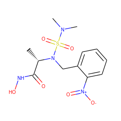 C[C@@H](C(=O)NO)N(Cc1ccccc1[N+](=O)[O-])S(=O)(=O)N(C)C ZINC000013863151