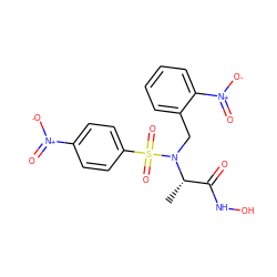 C[C@@H](C(=O)NO)N(Cc1ccccc1[N+](=O)[O-])S(=O)(=O)c1ccc([N+](=O)[O-])cc1 ZINC000013863159