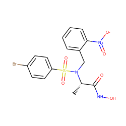 C[C@@H](C(=O)NO)N(Cc1ccccc1[N+](=O)[O-])S(=O)(=O)c1ccc(Br)cc1 ZINC000013863156