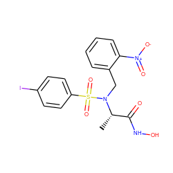 C[C@@H](C(=O)NO)N(Cc1ccccc1[N+](=O)[O-])S(=O)(=O)c1ccc(I)cc1 ZINC000013863157