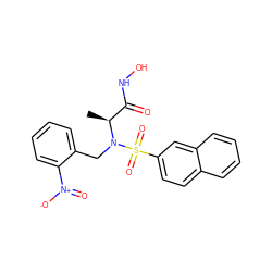 C[C@@H](C(=O)NO)N(Cc1ccccc1[N+](=O)[O-])S(=O)(=O)c1ccc2ccccc2c1 ZINC000013863175