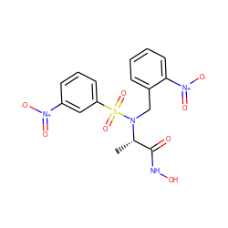 C[C@@H](C(=O)NO)N(Cc1ccccc1[N+](=O)[O-])S(=O)(=O)c1cccc([N+](=O)[O-])c1 ZINC000013863160