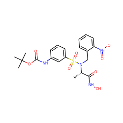 C[C@@H](C(=O)NO)N(Cc1ccccc1[N+](=O)[O-])S(=O)(=O)c1cccc(NC(=O)OC(C)(C)C)c1 ZINC000013863165