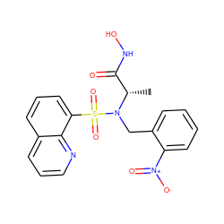 C[C@@H](C(=O)NO)N(Cc1ccccc1[N+](=O)[O-])S(=O)(=O)c1cccc2cccnc12 ZINC000013863178