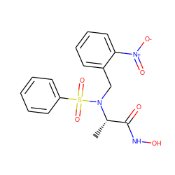 C[C@@H](C(=O)NO)N(Cc1ccccc1[N+](=O)[O-])S(=O)(=O)c1ccccc1 ZINC000013863152