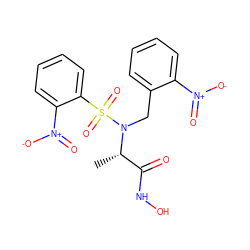 C[C@@H](C(=O)NO)N(Cc1ccccc1[N+](=O)[O-])S(=O)(=O)c1ccccc1[N+](=O)[O-] ZINC000013863161