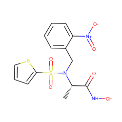 C[C@@H](C(=O)NO)N(Cc1ccccc1[N+](=O)[O-])S(=O)(=O)c1cccs1 ZINC000013863177