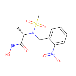 C[C@@H](C(=O)NO)N(Cc1ccccc1[N+](=O)[O-])S(C)(=O)=O ZINC000013863148