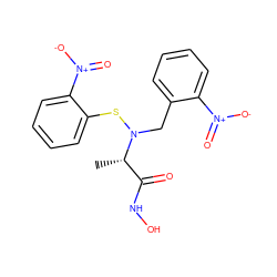 C[C@@H](C(=O)NO)N(Cc1ccccc1[N+](=O)[O-])Sc1ccccc1[N+](=O)[O-] ZINC000013863205