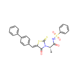 C[C@@H](C(=O)NS(=O)(=O)c1ccccc1)N1C(=O)/C(=C/c2ccc(-c3ccccc3)cc2)SC1=S ZINC000299861031