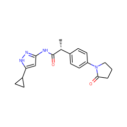 C[C@@H](C(=O)Nc1cc(C2CC2)[nH]n1)c1ccc(N2CCCC2=O)cc1 ZINC000013642932