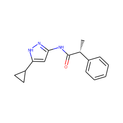 C[C@@H](C(=O)Nc1cc(C2CC2)[nH]n1)c1ccccc1 ZINC000013642926