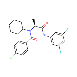 C[C@@H](C(=O)Nc1cc(F)cc(F)c1)N(C(=O)c1ccc(Cl)cc1)C1CCCCC1 ZINC000072128563