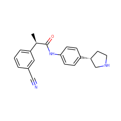 C[C@@H](C(=O)Nc1ccc([C@@H]2CCNC2)cc1)c1cccc(C#N)c1 ZINC000117733624