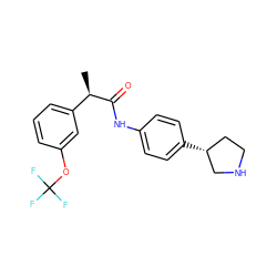 C[C@@H](C(=O)Nc1ccc([C@@H]2CCNC2)cc1)c1cccc(OC(F)(F)F)c1 ZINC000117730618