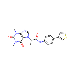 C[C@@H](C(=O)Nc1ccc(-c2ccsc2)cc1)n1cnc2c1c(=O)n(C)c(=O)n2C ZINC000220947300