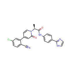 C[C@@H](C(=O)Nc1ccc(-c2ncc[nH]2)cc1)n1ccc(-c2cc(Cl)ccc2C#N)cc1=O ZINC001772649563