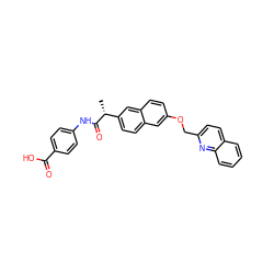 C[C@@H](C(=O)Nc1ccc(C(=O)O)cc1)c1ccc2cc(OCc3ccc4ccccc4n3)ccc2c1 ZINC000013804782