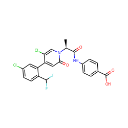 C[C@@H](C(=O)Nc1ccc(C(=O)O)cc1)n1cc(Cl)c(-c2cc(Cl)ccc2C(F)F)cc1=O ZINC000220687348