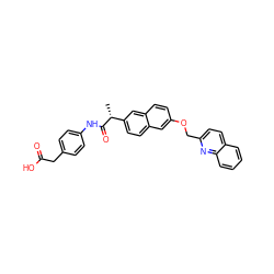 C[C@@H](C(=O)Nc1ccc(CC(=O)O)cc1)c1ccc2cc(OCc3ccc4ccccc4n3)ccc2c1 ZINC000013804788