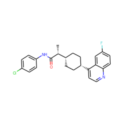 C[C@@H](C(=O)Nc1ccc(Cl)cc1)[C@H]1CC[C@@H](c2ccnc3ccc(F)cc32)CC1 ZINC000725343351