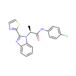 C[C@@H](C(=O)Nc1ccc(Cl)cc1)n1c(-c2nccs2)nc2ccccc21 ZINC000073298594