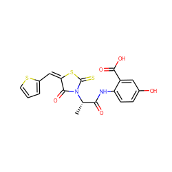 C[C@@H](C(=O)Nc1ccc(O)cc1C(=O)O)N1C(=O)/C(=C\c2cccs2)SC1=S ZINC000009430136