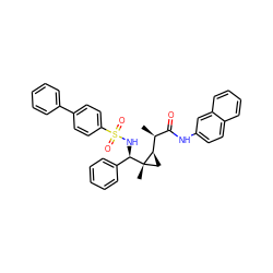 C[C@@H](C(=O)Nc1ccc2ccccc2c1)[C@H]1C[C@]1(C)[C@H](NS(=O)(=O)c1ccc(-c2ccccc2)cc1)c1ccccc1 ZINC000008019314