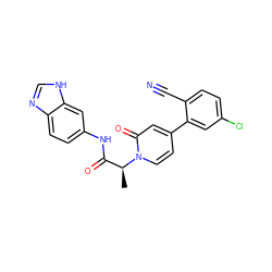 C[C@@H](C(=O)Nc1ccc2nc[nH]c2c1)n1ccc(-c2cc(Cl)ccc2C#N)cc1=O ZINC000220669690