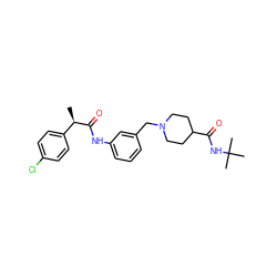 C[C@@H](C(=O)Nc1cccc(CN2CCC(C(=O)NC(C)(C)C)CC2)c1)c1ccc(Cl)cc1 ZINC001772583058