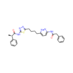 C[C@@H](C(=O)Nc1nnc(CCCCc2ccc(NC(=O)Cc3ccccc3)nn2)s1)c1ccccc1 ZINC000169698623