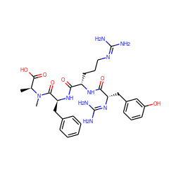 C[C@@H](C(=O)O)N(C)C(=O)[C@H](Cc1ccccc1)NC(=O)[C@H](CCCN=C(N)N)NC(=O)[C@H](Cc1cccc(O)c1)N=C(N)N ZINC000027559480