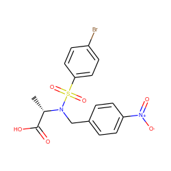 C[C@@H](C(=O)O)N(Cc1ccc([N+](=O)[O-])cc1)S(=O)(=O)c1ccc(Br)cc1 ZINC000013840007