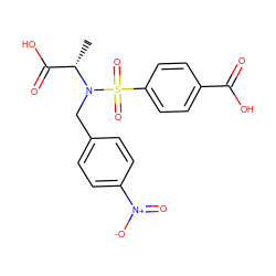 C[C@@H](C(=O)O)N(Cc1ccc([N+](=O)[O-])cc1)S(=O)(=O)c1ccc(C(=O)O)cc1 ZINC000013840045