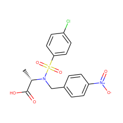 C[C@@H](C(=O)O)N(Cc1ccc([N+](=O)[O-])cc1)S(=O)(=O)c1ccc(Cl)cc1 ZINC000013840005