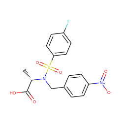 C[C@@H](C(=O)O)N(Cc1ccc([N+](=O)[O-])cc1)S(=O)(=O)c1ccc(F)cc1 ZINC000013840003