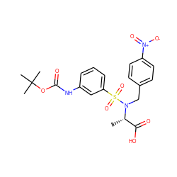 C[C@@H](C(=O)O)N(Cc1ccc([N+](=O)[O-])cc1)S(=O)(=O)c1cccc(NC(=O)OC(C)(C)C)c1 ZINC000013840025