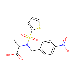 C[C@@H](C(=O)O)N(Cc1ccc([N+](=O)[O-])cc1)S(=O)(=O)c1cccs1 ZINC000013840053