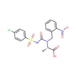 C[C@@H](C(=O)O)N(Cc1ccccc1[N+](=O)[O-])C(=O)NS(=O)(=O)c1ccc(Cl)cc1 ZINC000013863181