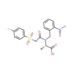 C[C@@H](C(=O)O)N(Cc1ccccc1[N+](=O)[O-])C(=O)NS(=O)(=O)c1ccc(F)cc1 ZINC000013863180