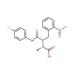 C[C@@H](C(=O)O)N(Cc1ccccc1[N+](=O)[O-])C(=O)Nc1ccc(F)cc1 ZINC000013863184